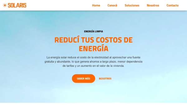 Captura de pantalla de la página principal de una página web con un llamado a la acción a contactarse con la empresa.